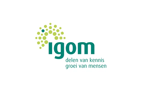 Logo van IGOM inclusief slogan: delen van kennis, groei van mensen